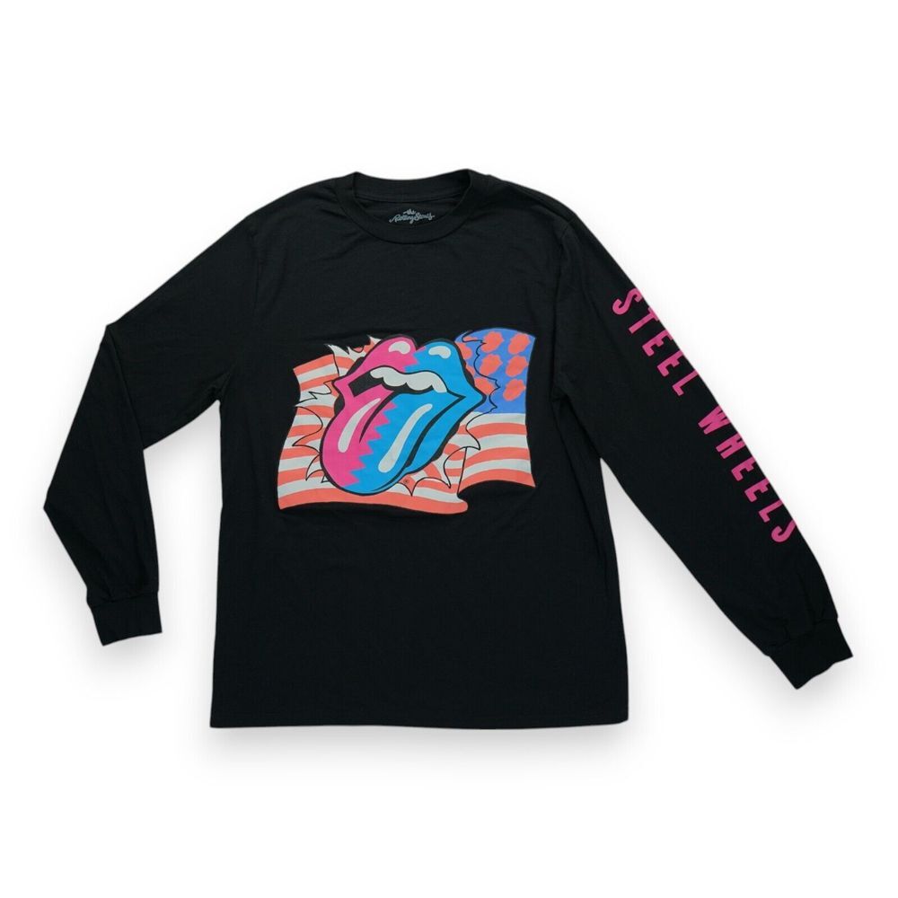 The Rolling Stones Steel Wheels Black Long Sleeve T-Shirt Men's Medium M